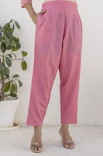 Pink women kurta pant dupatta set