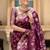 purplr  soft art silk banarasi jacuard work designer party wear saree with unstitched blouse piece