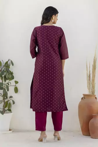 Purple women kurta pant dupatta set