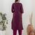 Purple women kurta pant dupatta set