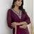 Purple women kurta pant dupatta set
