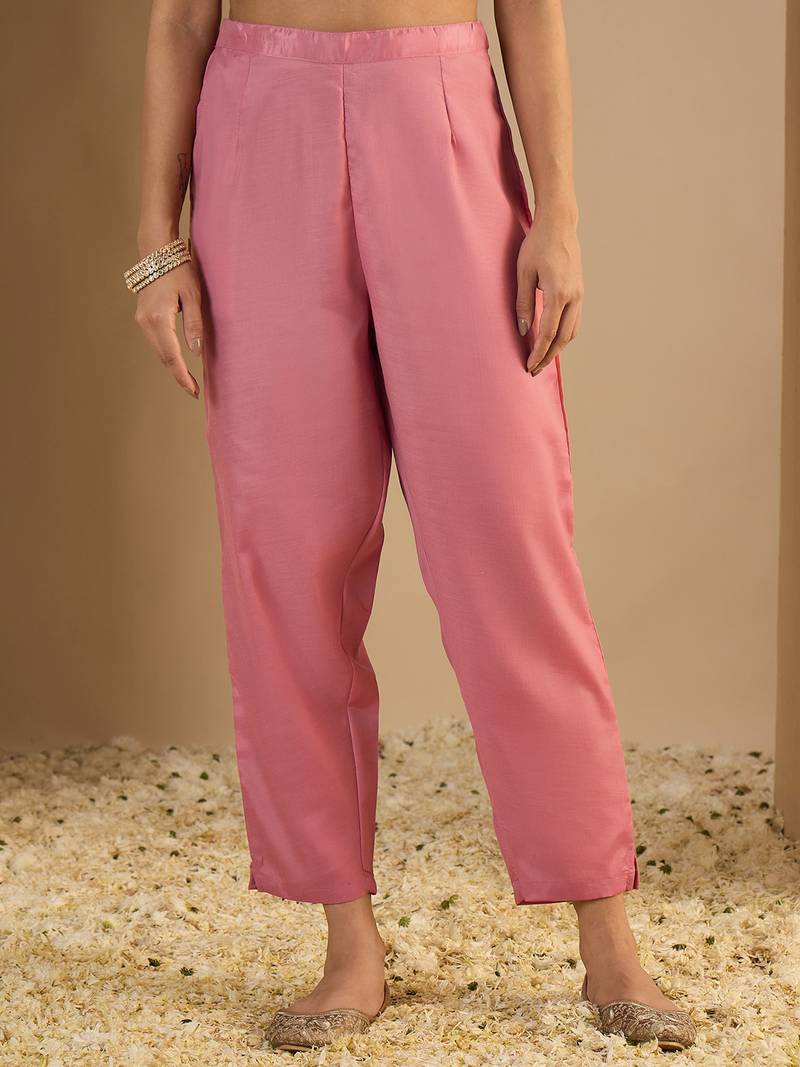 Pink women kurta pant dupatta set