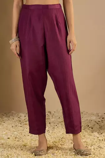 Purple women kurta pant dupatta set