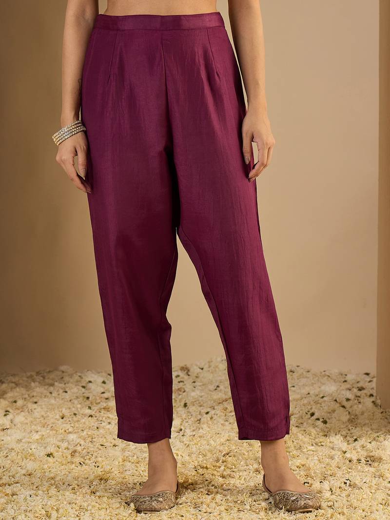 Purple women kurta pant dupatta set