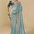 Sea-sky embroidered tissue party wear saree with designer blouse fabric