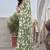 green floral print chiffon saree with blouse piece