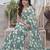 teal floral print chiffon saree with blouse piece