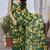 green floral print chiffon saree with blouse piece
