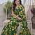 green floral print chiffon saree with blouse piece