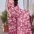 pink floral print chiffon saree with blouse piece