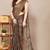 brown leaf floral print chiffon saree with blouse piece