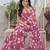 pink floral print chiffon saree with blouse piece