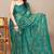 green leaf floral print chiffon saree with blouse piece