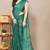 green leaf floral print chiffon saree with blouse piece