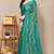 green leaf floral print chiffon saree with blouse piece