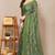 green leaf floral print chiffon saree with blouse piece