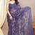purple leaf floral print chiffon saree with blouse piece