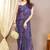 purple leaf floral print chiffon saree with blouse piece