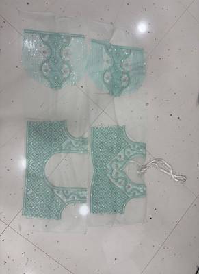 Aqua Blue Sequin Embroidered Net Lehenga Set 5