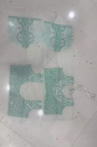 Aqua Blue Sequin Embroidered Net Lehenga Set