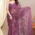 magenta leaf floral print chiffon saree with blouse piece
