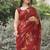 red geometric print cotton blend saree with blouse piece