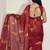red geometric print cotton blend saree with blouse piece