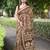 brown ikkat patola print cotton blend saree with blouse piece