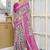 pink floral kalamkari  cotton blend saree with blouse piece