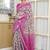pink floral kalamkari  cotton blend saree with blouse piece
