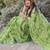 green shibori geometric print cotton blend saree with blouse piece