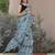 blue shibori geometric print cotton blend saree with blouse piece