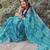 turquoise shibori geometric print cotton blend saree with blouse piece