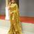 yellow floral print cotton silk saree with blouse piece
