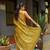 yellow floral print cotton silk saree with blouse piece