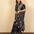 black floral print cotton silk saree with blouse piece
