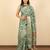 green geometric print cotton silk saree with blouse piece