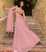 Eilara Women's Faux Georgette Pastel Pink Lehenga Choli