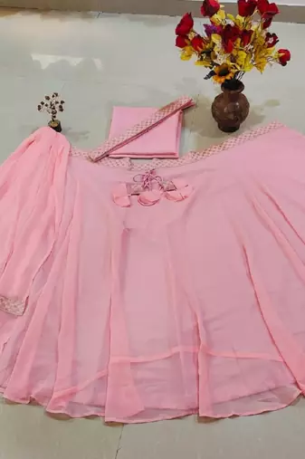 Eilara Women's Faux Georgette Pastel Pink Lehenga Choli