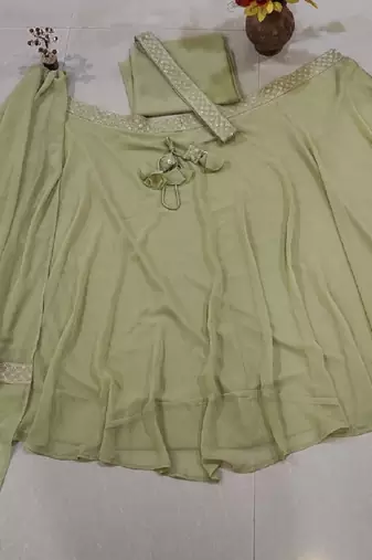 Eilara Women's Faux Georgette Pastel Green Lehenga Choli
