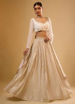 Eilara Women's White Faux Georgette Designer Lehenga Choli 1