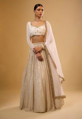 Eilara Women's White Faux Georgette Designer Lehenga Choli 2