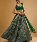 Eilara Women's Emerald Green Faux Georgette Designer Lehenga Choli