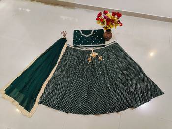 Eilara Women's Emerald Green Faux Georgette Designer Lehenga Choli 4