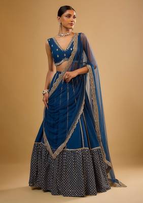  Royal Blue Faux Georgette Designer Lehenga Choli 2