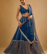  Royal Blue Faux Georgette Designer Lehenga Choli