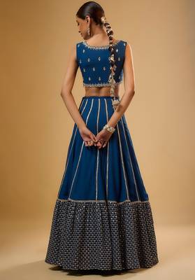  Royal Blue Faux Georgette Designer Lehenga Choli 3