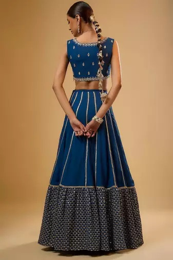  Royal Blue Faux Georgette Designer Lehenga Choli