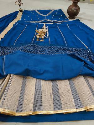  Royal Blue Faux Georgette Designer Lehenga Choli 5