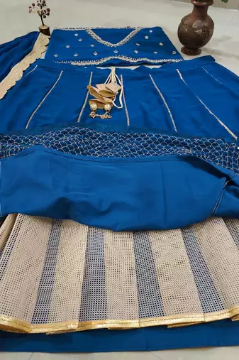  Royal Blue Faux Georgette Designer Lehenga Choli